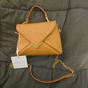 Rachel Zoe Tan Gold Crossbody Bag with Geometric Design
